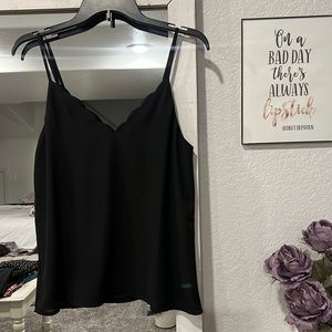Ladies black cami with scalloped neckline